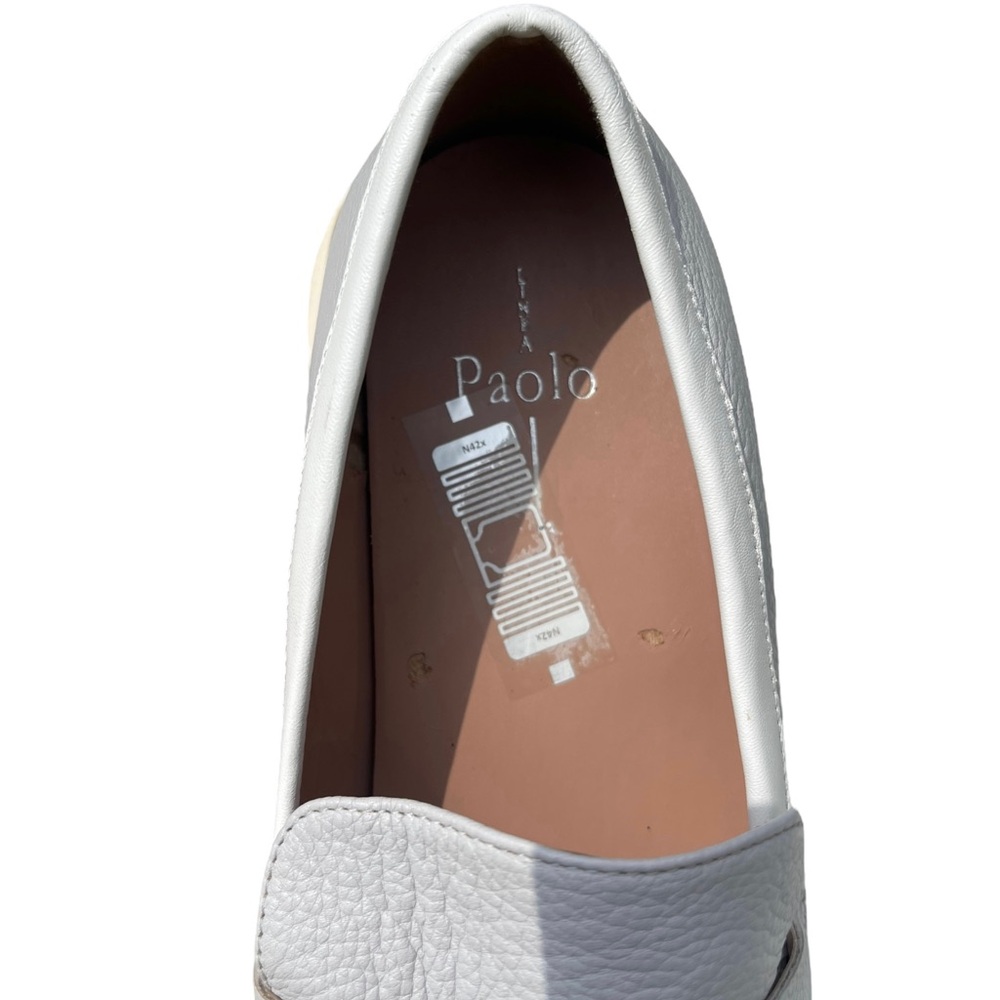Linea Paolo Minka Gray White Chunky Thick Soles Preppy Leather Loafers Size 9 - Picture 9 of 14